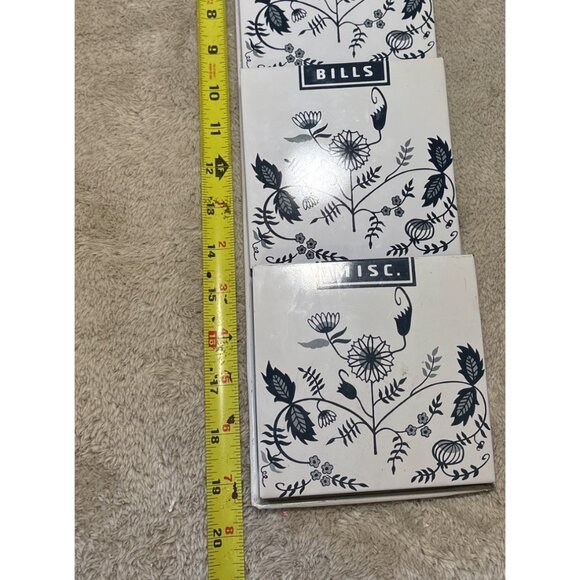 Metal Wall Organizer For Letters Bills & Misc Blue Floral Design - Picture 8 of 10